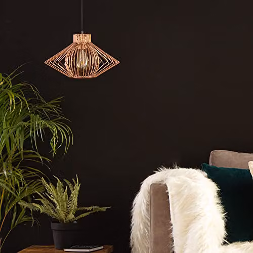 ValueLights Sinat Modern Copper Geometric Wire Basket Pendant Ceiling Light Shade, Shade Width: 36.5 cm – 3