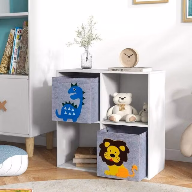 EONLION Freestanding Toy Organiser with Two Drawers in White, Width: 100 cm