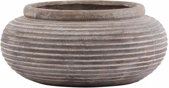 Hill Interiors Siena Ribbed Round Ceramic Planter in Brown, W/D/H: 19 x 19 x 41 cm – 1