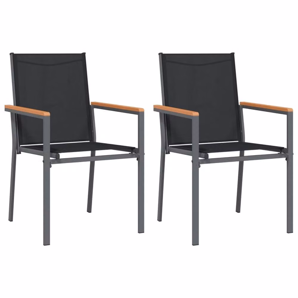 Berkfield Home 3 Piece Modern Garden Dining Set in Black Textilene and Steel – 3