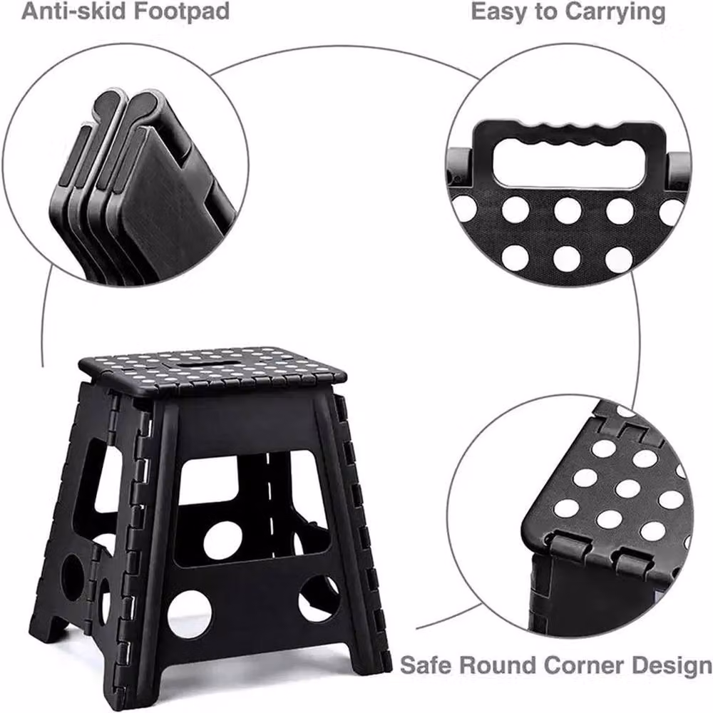 NESTLUNE Portable Triangular Folding Stool in Black – 5