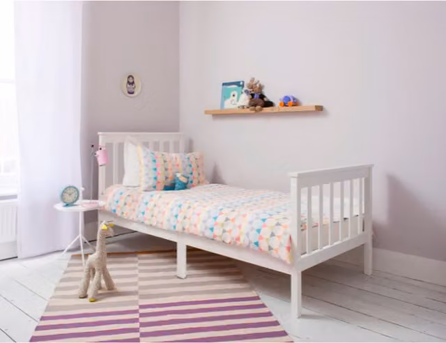 Noa and Nani Otis Upholstered Single Bed Frame in White, W/D/H: 90 x 190 cm