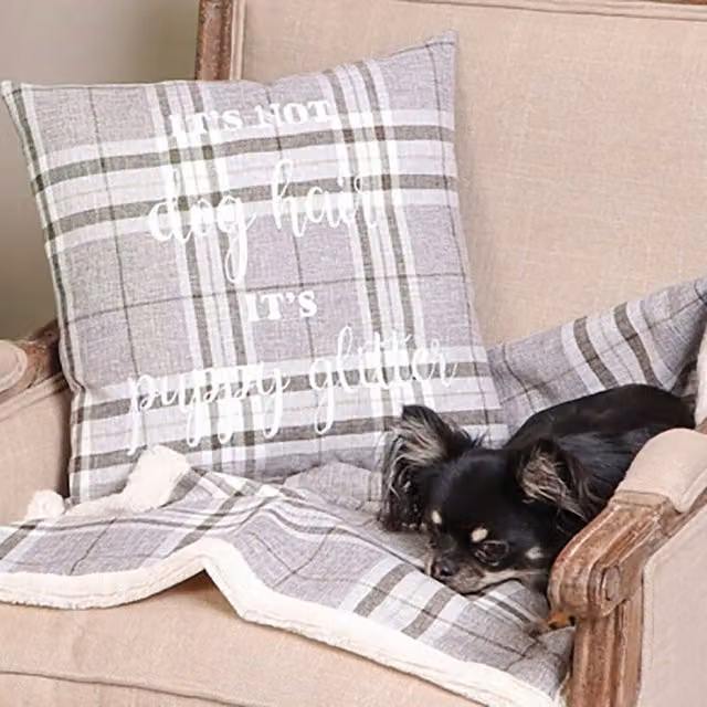 Noahs Ark Grey Tweed Square Quote Cushion