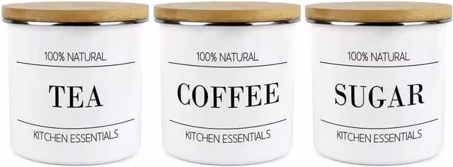 Purely Home Minimalist Essentials Ceramic Kitchen Canister Set of 3 in White
