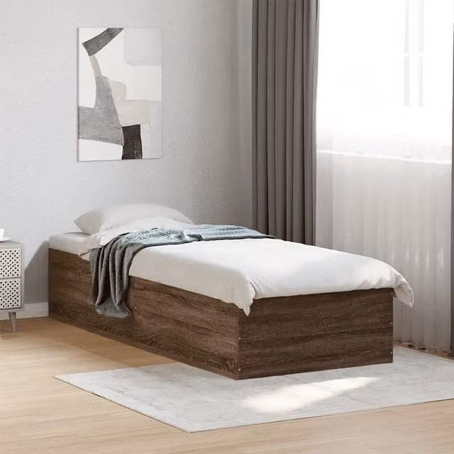 Berkfield Home Small Single Bed Frame in Brown Oak, W/D/H: 75 x 190 cm – 1