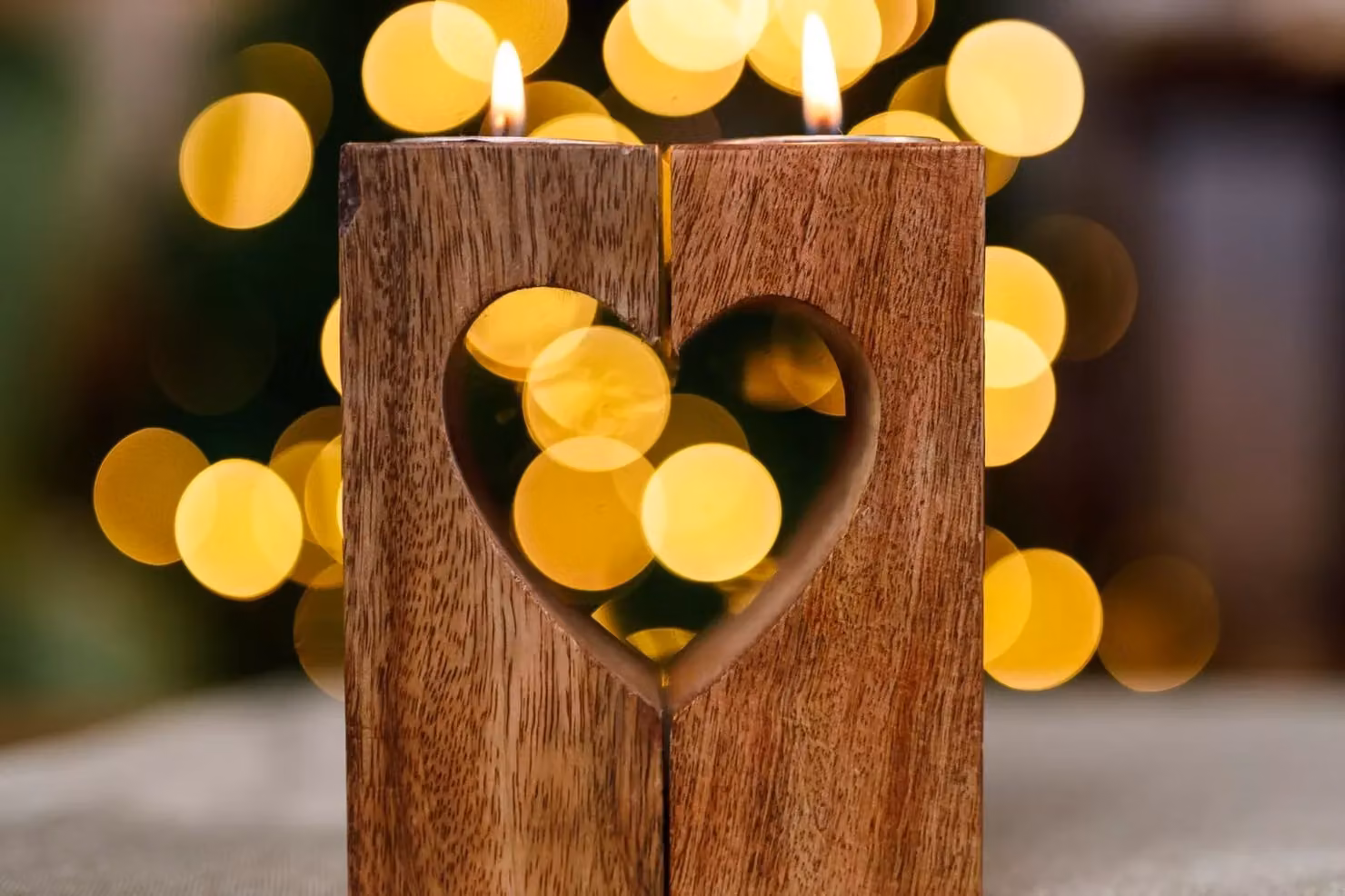Marco Paul Cut Out Heart Wooden Tea Light Holder in Brown and Sand – 6