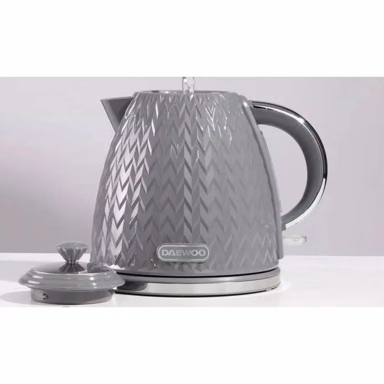 Daewoo Grey Argyle 1.7 Litre Jug Kettle and 2 Slice Toaster Set