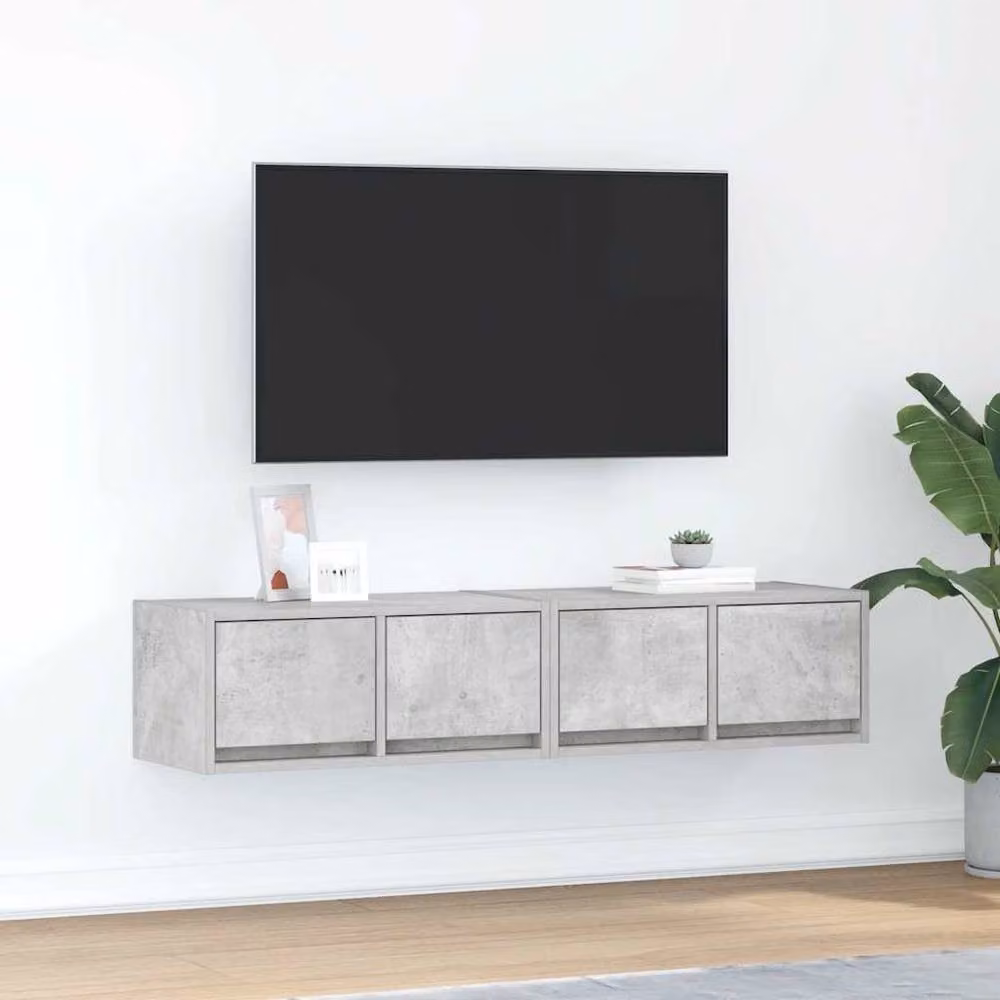 Berkfield Home Set of 2 TV Cabinets in Concrete Grey, W/D/H: 60 x 31 x 25.5 cm – 2