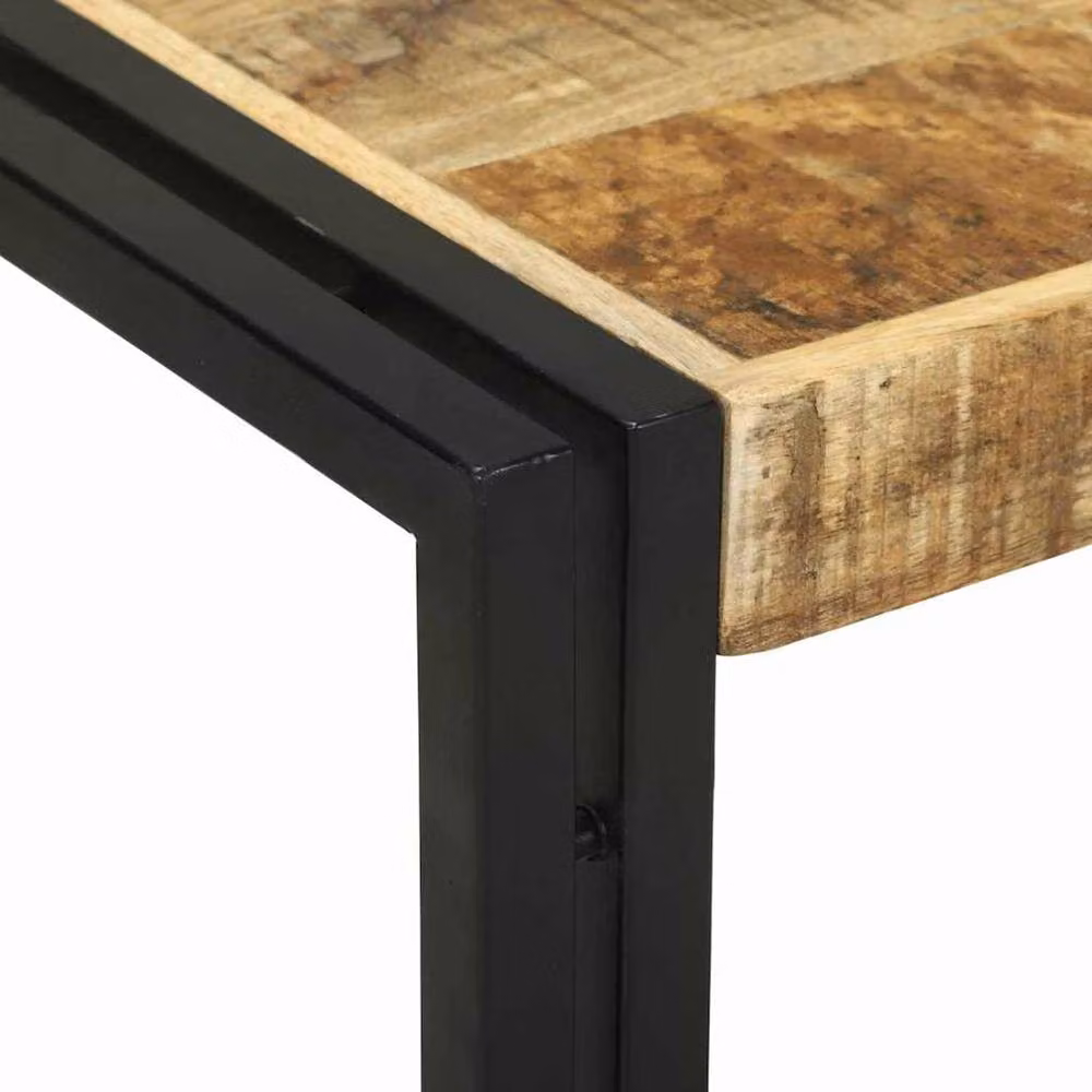 Berkfield Home 2 Piece Rustic Mango Wood Coffee Table Set in Brown and Black – 3