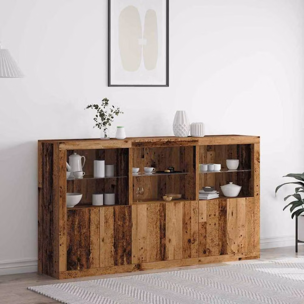 Berkfield Home Rustic Brown Sideboard with Integrated LED Lights, W/D/H: 181.5 x 37 x 100 cm – 2