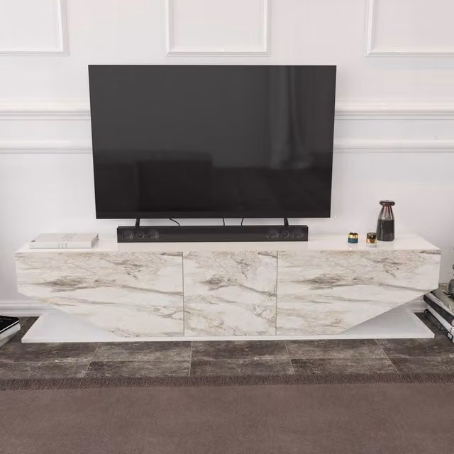 Decorotika Pearl TV Stand in White for TVs up to 180 cm – 1