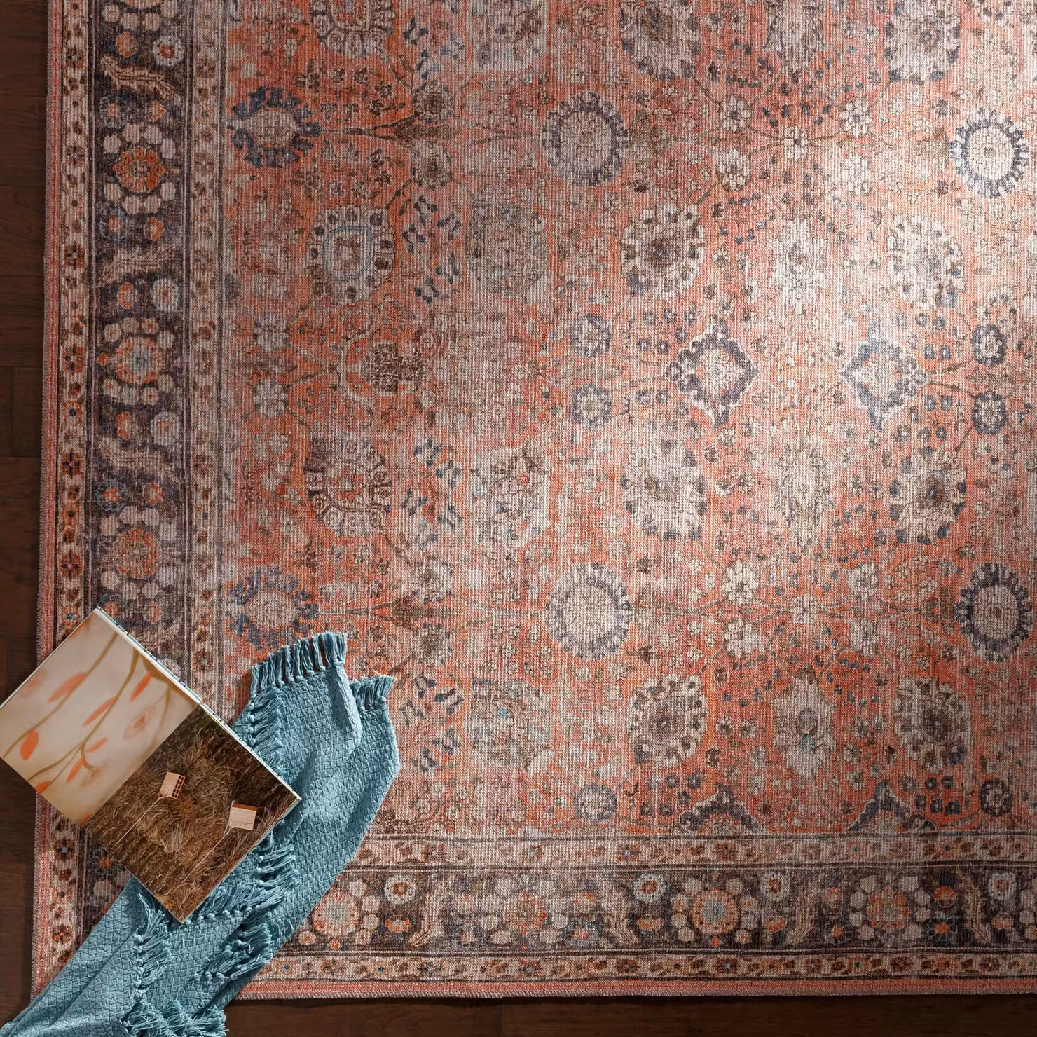 Livabliss Washable Vintage Boho Living and Dining Room Rug in Brown, Orange and Grey, W: 160 cm, L: 220 cm – 3