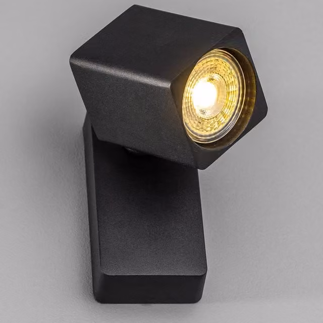 CGC Lighting ROSA Black Square Aluminium Wall Spotlight with Adjustable Head and GU10 Socket