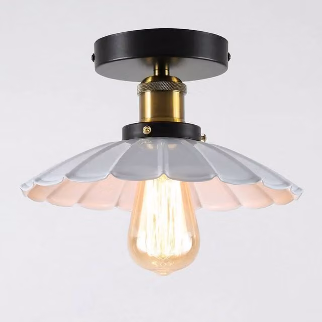 NIVOR Set of 2 Industrial Aluminium Flush Mount Ceiling Chandeliers in White, Diameter: 24.5 cm – 1