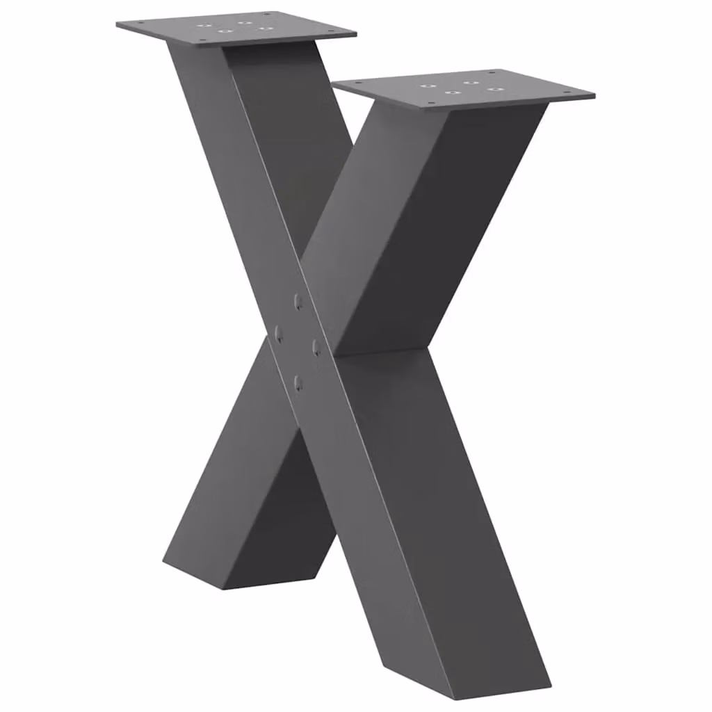 Berkfield Home X-Shaped Coffee Table Legs, 2 Piece Steel Set in Anthracite Black, H: 42-43 cm x W: 60 cm – 2
