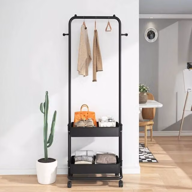EONLION Heavy Duty Metal Clothes Rail in Matt Black, Width: 50 cm