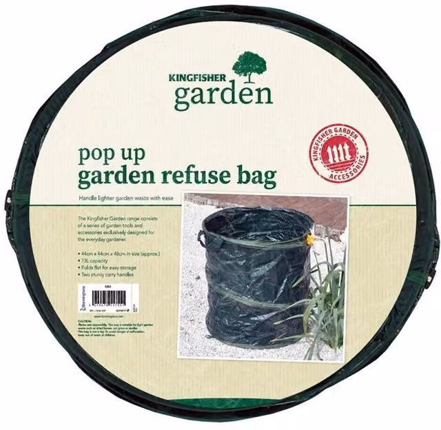 Kingfisher Heavy Duty Pop Up Garden Refuse Bag, 73L, Green