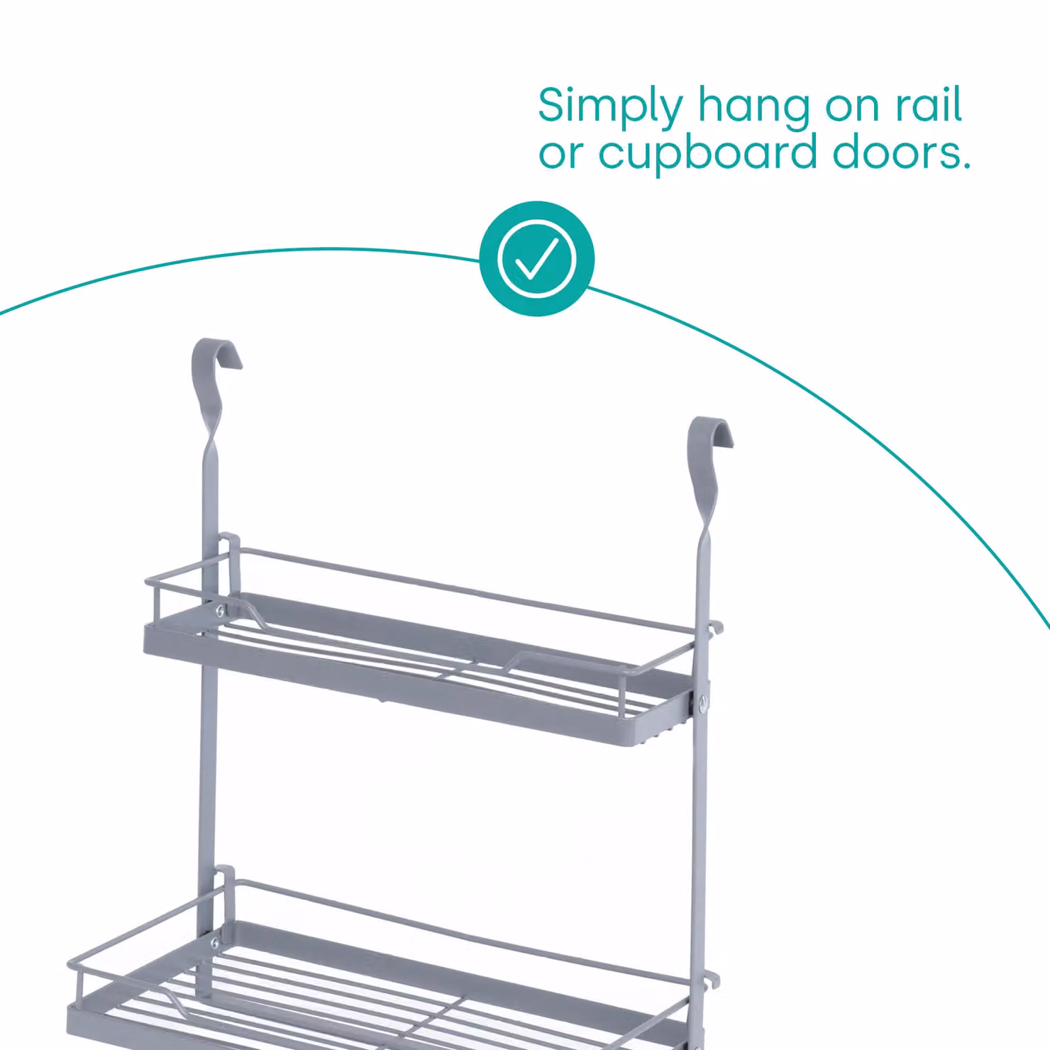 LIVIVO 2 Tier Wall Mounted Kitchen Hanging Storage Rack and Organiser in Grey – 2