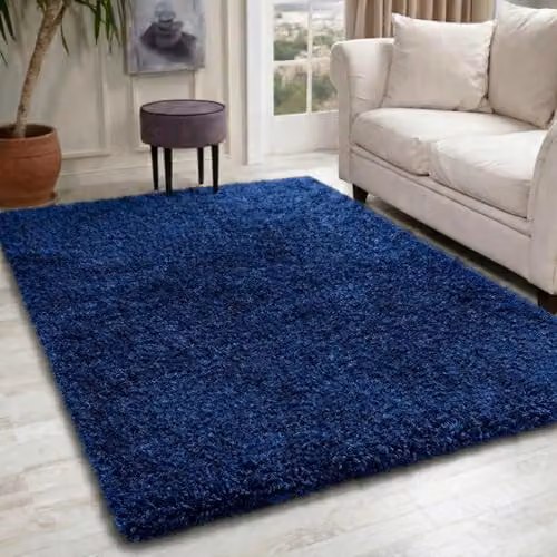 Serdim Rugs Blue Plain Modern Machine Woven Living Room Area Rug, W: 80 cm, L: 150 cm – 1