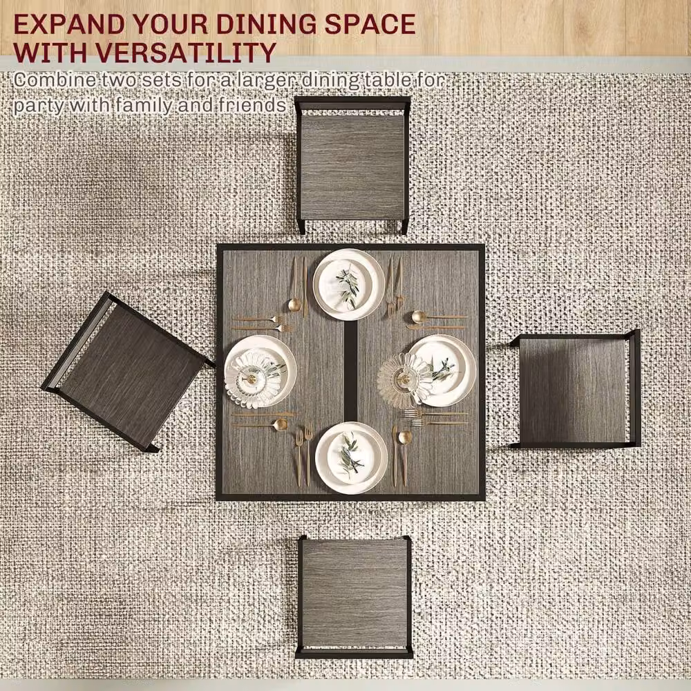 Wyld Haus Zikeba Grey Wood Effect Compact Dining Table and 2 Stool Set – 6