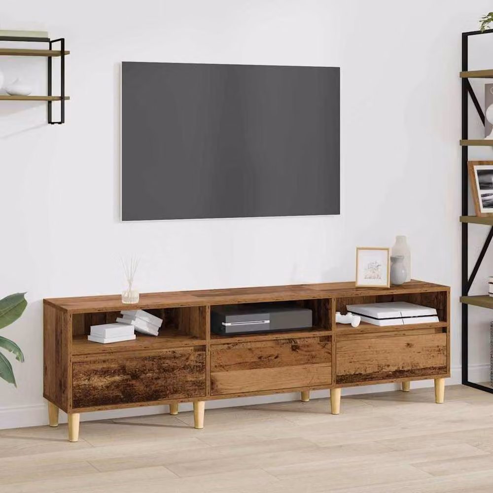 Berkfield Home TV Cabinet with Drawer in Old Wood Brown and Multicolour, W/D/H: 150 x 45 x 30 cm – 2