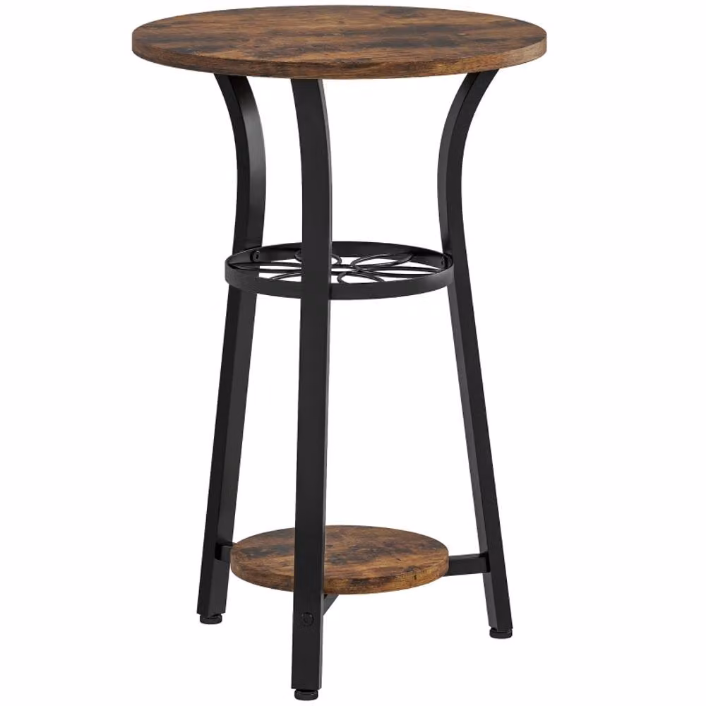 STILVORA 3 Tier Round Side Table with Metal Frame in Brown and Black, W: 38.0 cm, H: 56.5 cm – 6