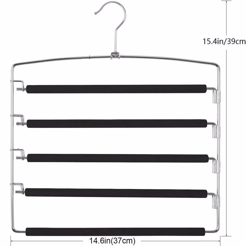 Nordara 2X Multi-Layer Trouser Hanger Space Saver Organizer in Metallic Silver – 2