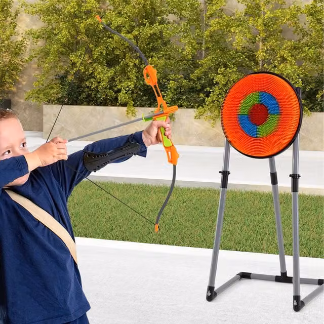 Costway 3 in 1 Bow and Arrow Throwing Target Set in Orange and Multicolour