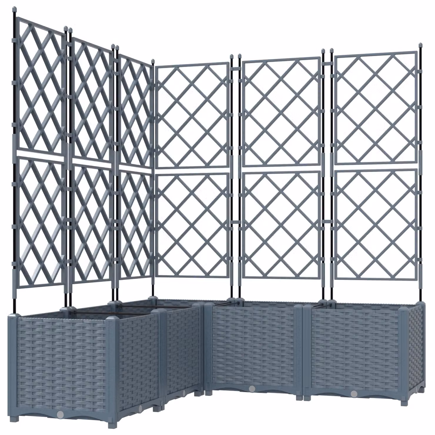 Berkfield Home Garden Planter with Trellis, 5 Pieces, Light Grey, W/D/H: 120 x 120 x 143 cm – 2