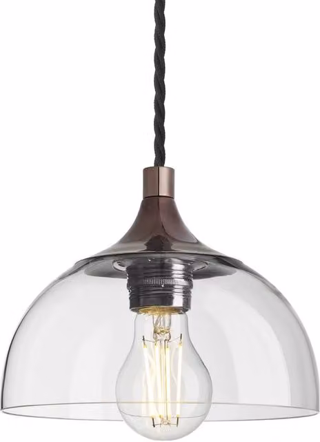 Industville Chelsea Clear Glass Dome Pendant Light in Bronze, Diameter: 20.32 cm – 1