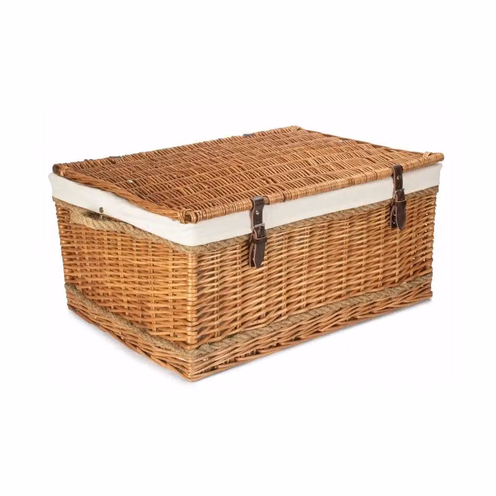 Red Wicker Hamper with White Cotton Lining and Double Steamed Rope Handles, 72 cm – 2