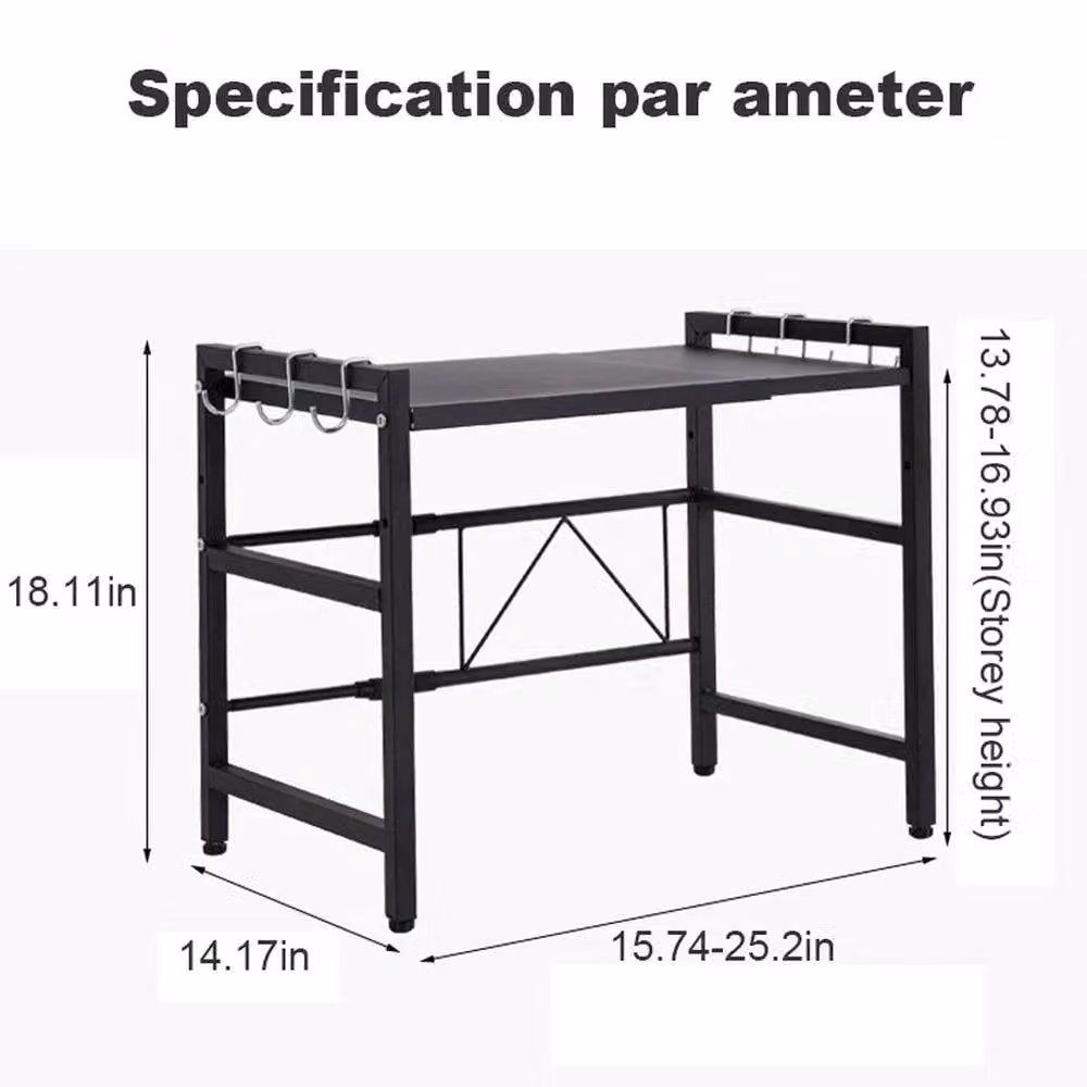EONLION 2 Tier Expandable Microwave Oven Rack Stand in Black, Width: 100 cm – 2