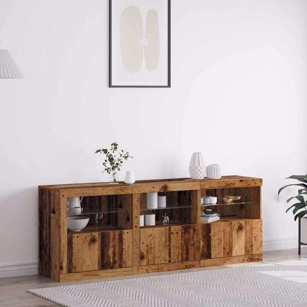 Berkfield Home Rustic Brown Oak Sideboard with Integrated LED Lights, W/D/H: 181.5 x 37 x 67 cm – 2