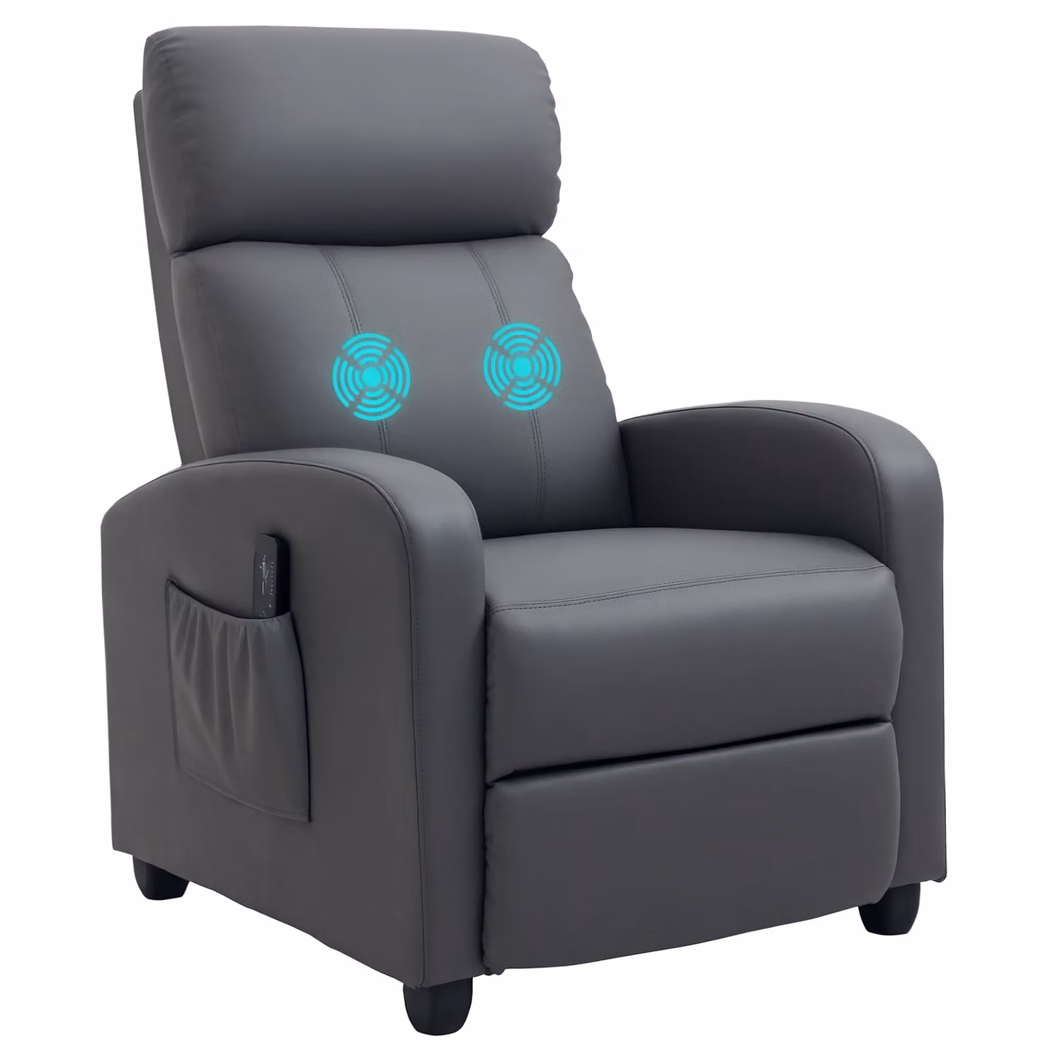 HOMCOM Grey PU Leather Recliner Massage Armchair with Remote Control – 2
