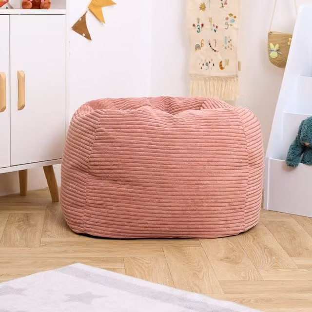 ICON Pink Corduroy High Rest Beanbag for Children with Removable Cover