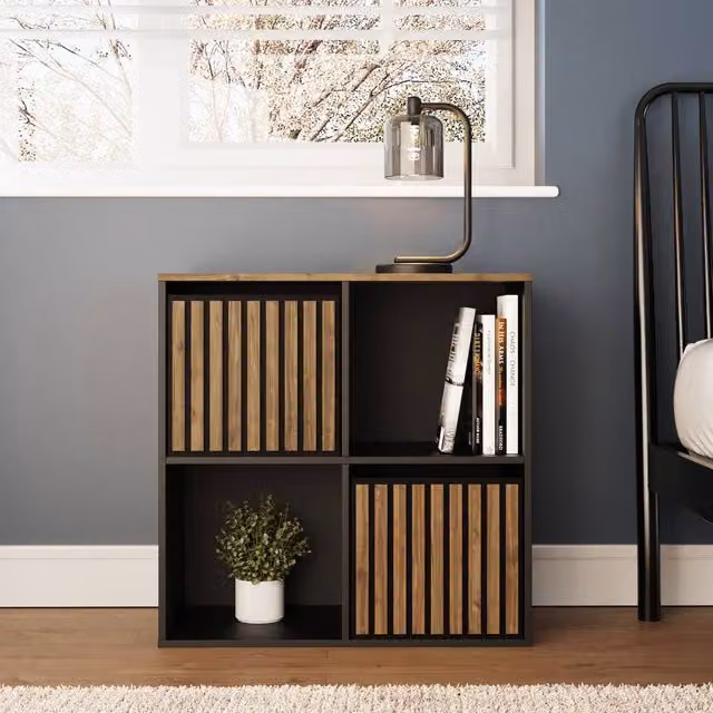 GFW Kube 2x2 Modern Shelf Storage Cube in Black and Brown – 2