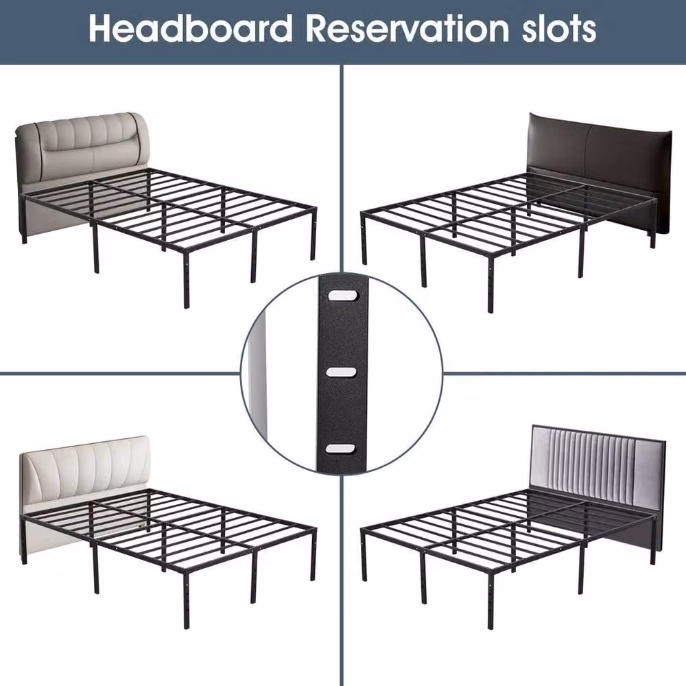 FLAVORA Metal Cot Bed Frame in Black, W/D/H: 90 x 190 x 45.72 cm – 3