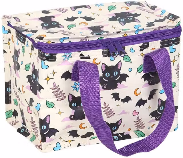 Something Different Batcat Insulated Lunch Bag in Multicolour Black and Purple