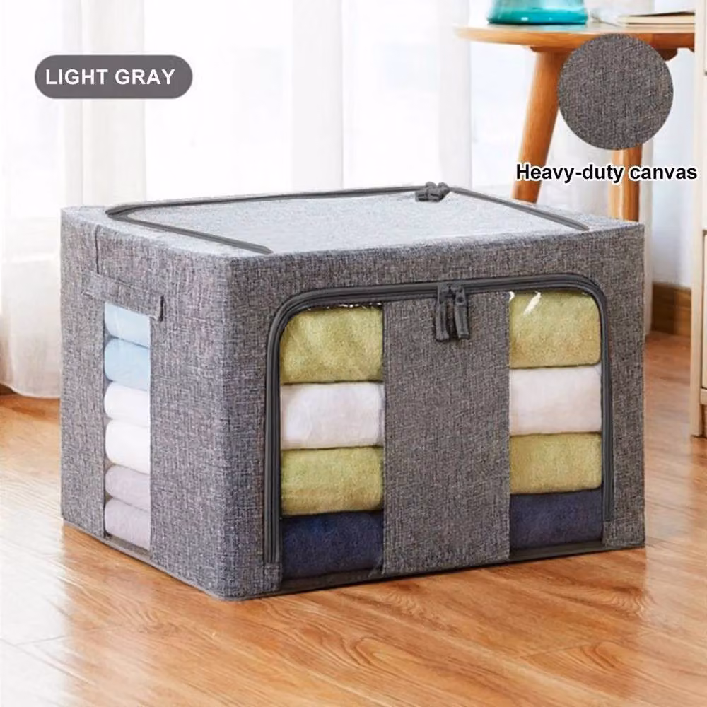 SPETLEK Set of 4 Foldable Fabric Storage Boxes, 66L, Grey – 5