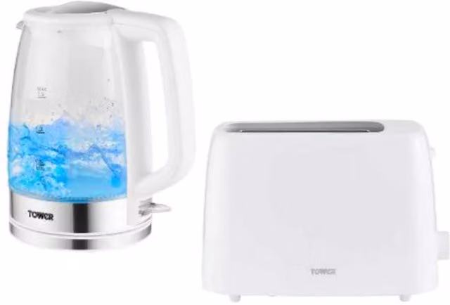 Tower Breakfast Set in White with Glass