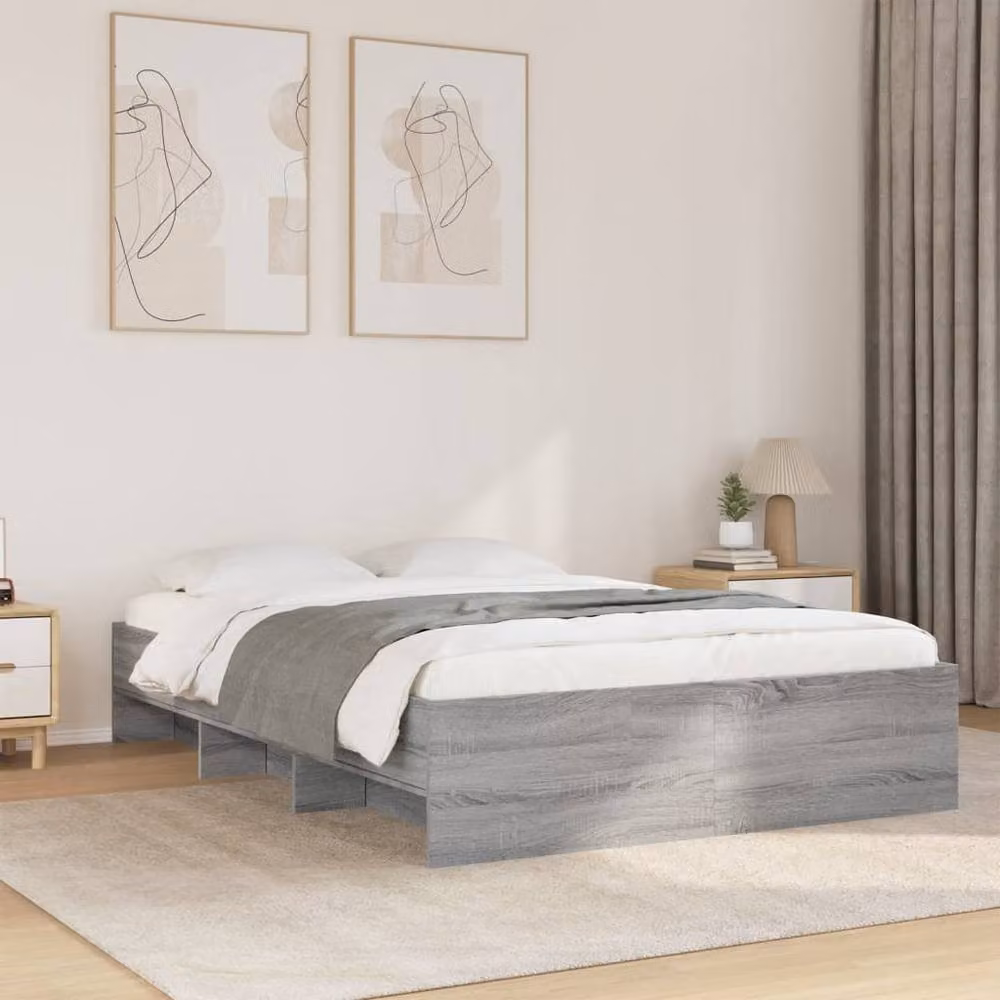 Berkfield Home Small Double Bed Frame in Grey Sonoma, Engineered Wood, W/D/H: 120 x 200 cm – 2