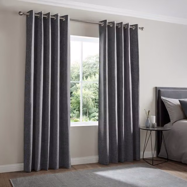 Terrys Positano Made to Measure Blackout Eyelet Curtain Panel in Grey Smoke
