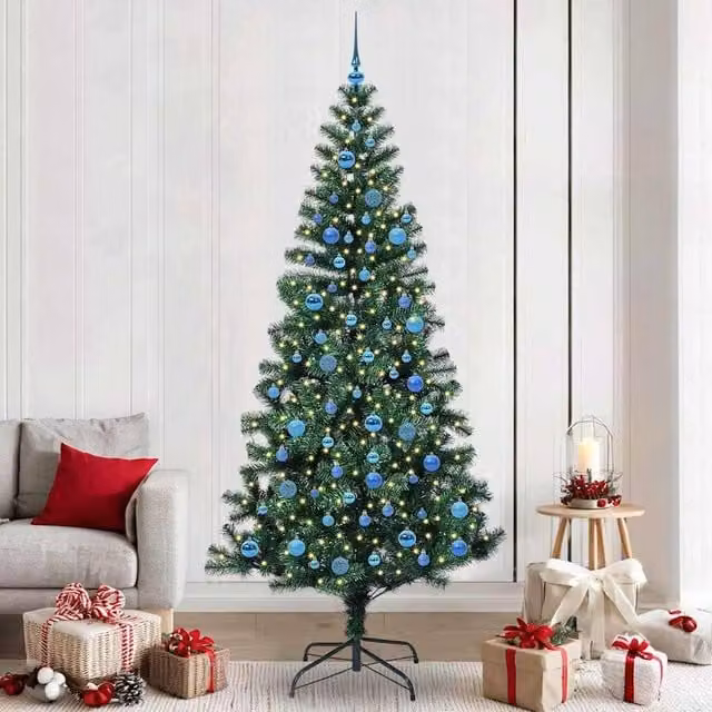 Berkfield Home Artificial Pre-lit Christmas Tree in Green, Height: 240 cm