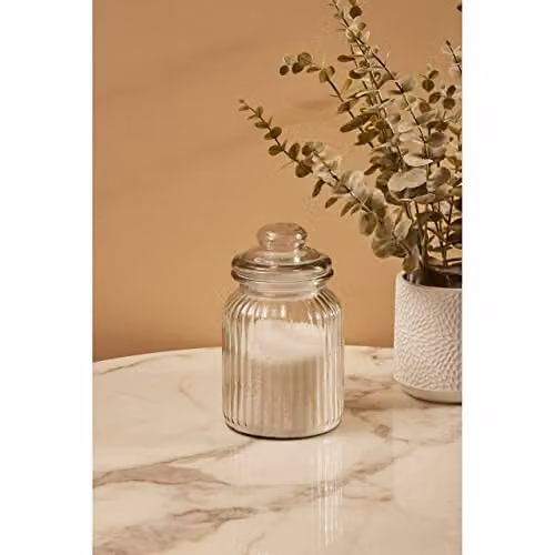 Orsina Ribbed Glass Storage Jar in Transparent – 2