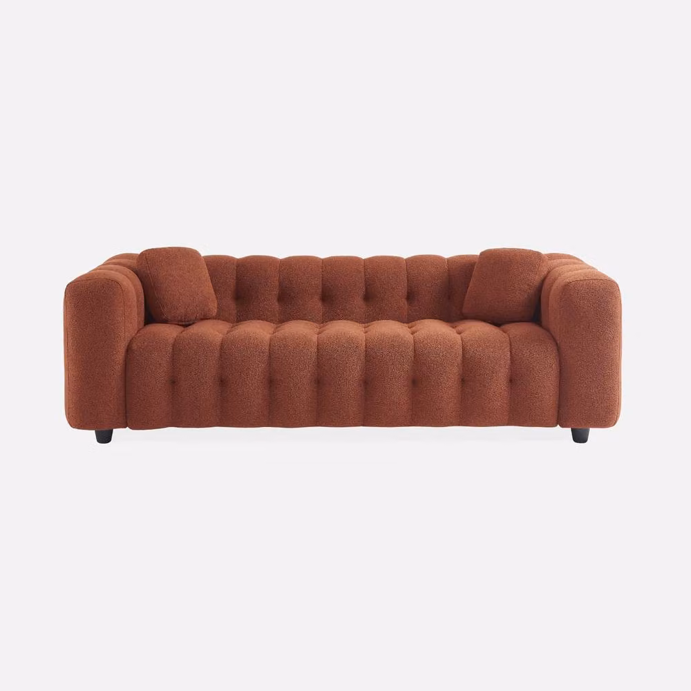 Sweekeet 3-Seater Modern Sofa Upholstered in Terracotta Textured Boucle Fabric – 2