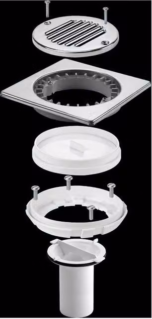 McAlpine TSGCONVSS Stainless Steel Square Floor to Tiled Floor Gully Converter with White Tile Insert