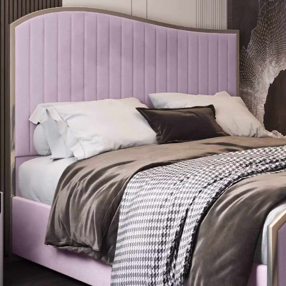 Casani Fulbeck Upholstered Velvet Designer Bed Frame in Pink, Super King, 200 x 200 cm – 4