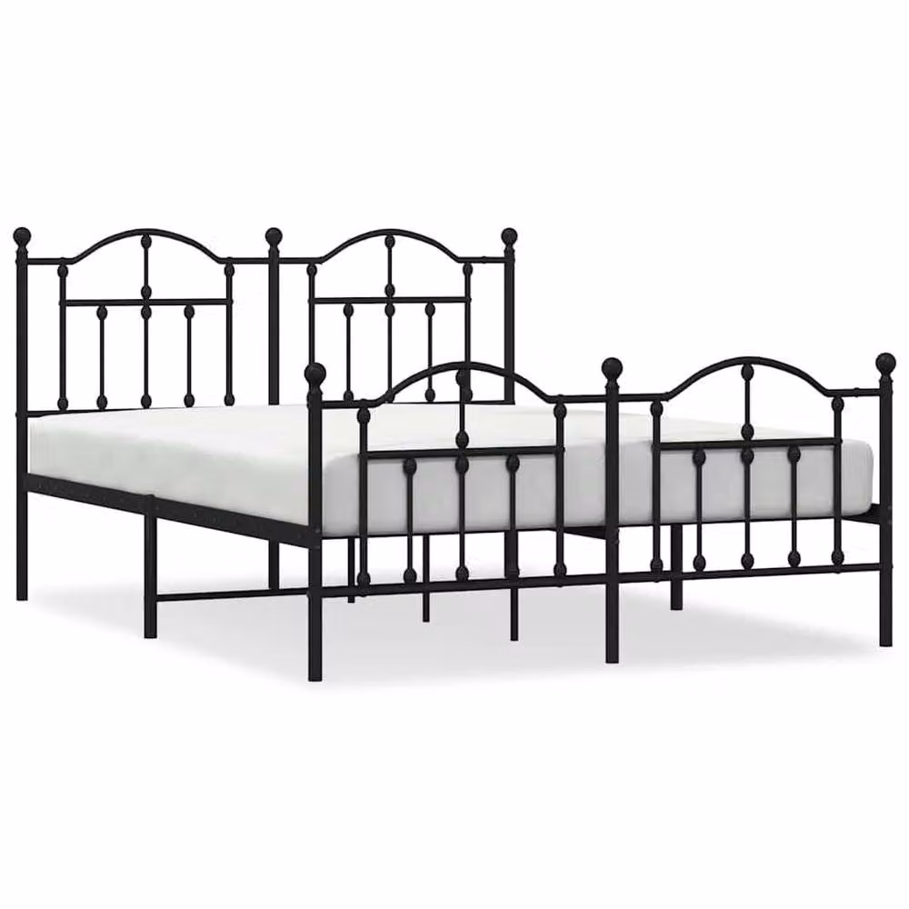 Berkfield Home Metal Bed Frame with Headboard and Footboard in Black, W/D/H: 140 x 200 x 97 cm – 3