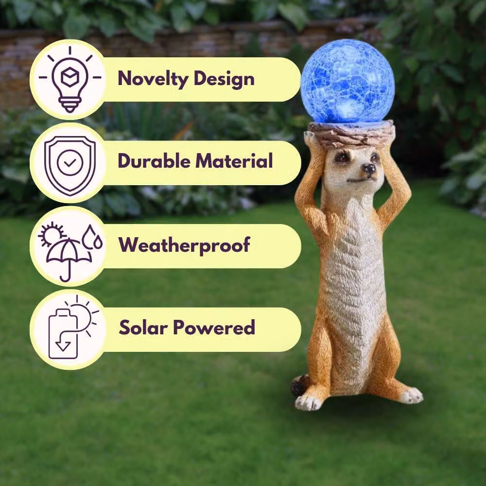 Marco Paul Solar Meerkat Garden Ornament with Crackle Ball in Multicolour – 3