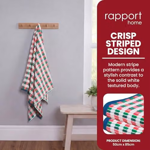 Rapport Home Santa Cruz Striped 100% Cotton Hand Towel 2 Pack, Multicolour, W: 50 cm x H: 85 cm – 4